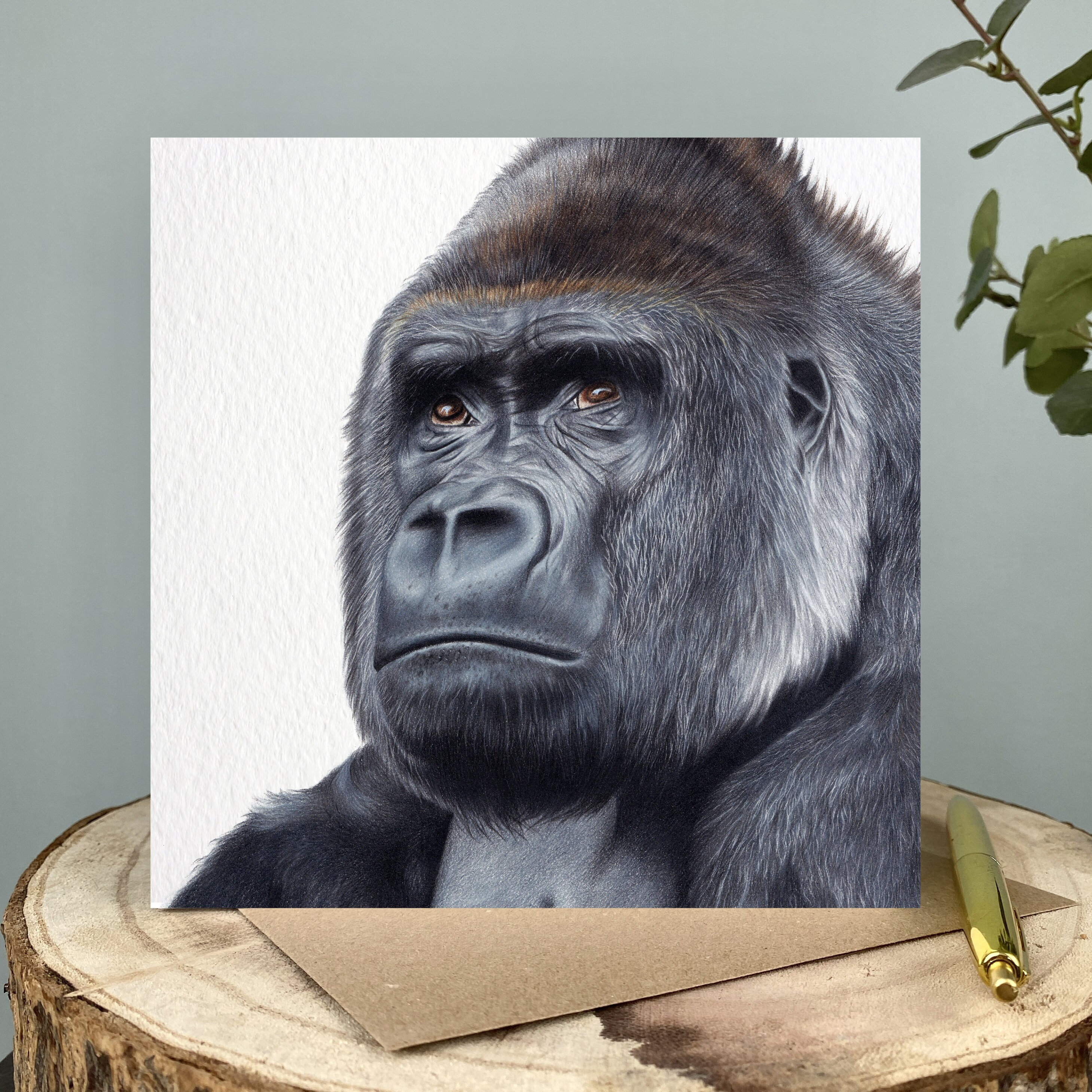 Gorilla Card | Gorilla Birthday Card | Gorilla Greetings Card | Wildlife Card | Blank Inside