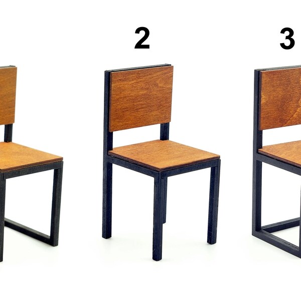 1:6 scale Loft Style Miniature Chair With Three Designs To Choose From / for 12 inch doll / Dollhouse Miniatures /