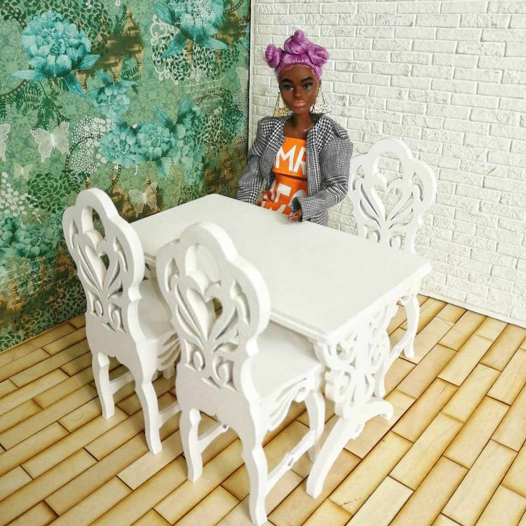 1:6 Scale Table With 4 Chairs / for 12 Inch Dolls / Miniature - Etsy