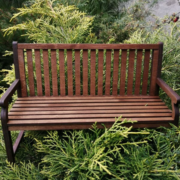 Banc de jardin miniature à l’échelle 1:6 pour poupée / pour poupées de poupée de 12 pouces /