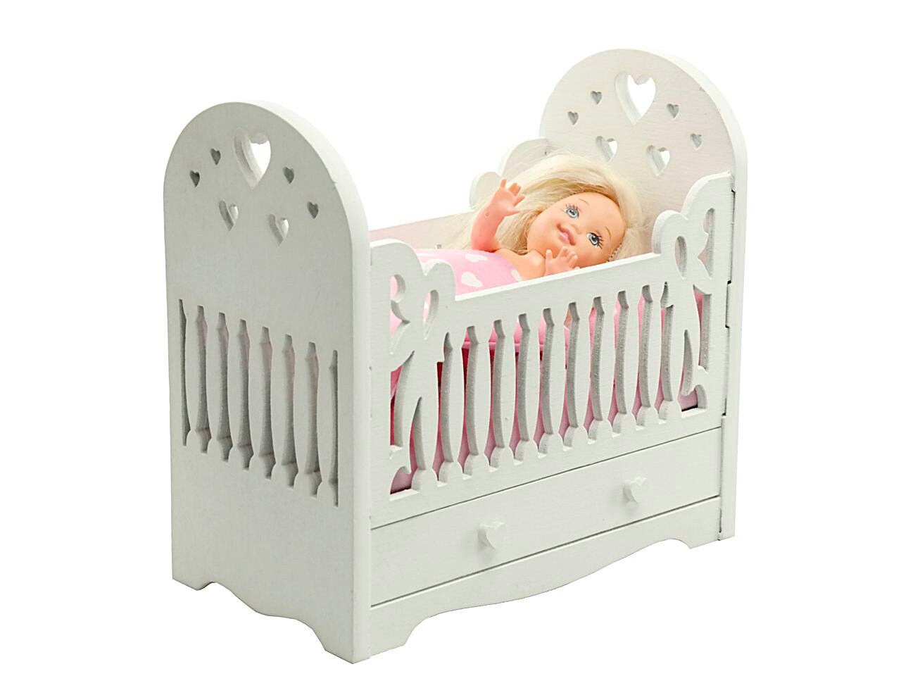 Miniature Baby Crib For Doll White With Pink Accessories / Etsy