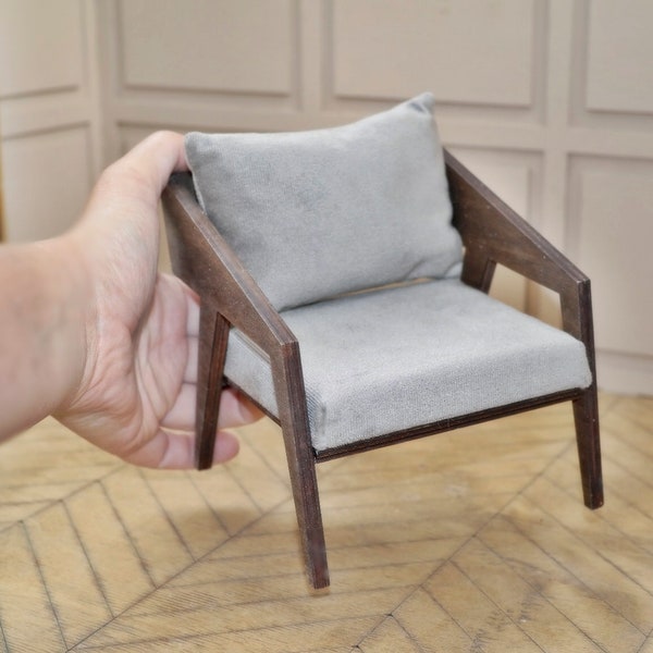 1:6 Scale Miniature Armchair PIKO for Dollhouse / Miniature Furniture / 12 inch / Furniture for Blyth, BJD,
