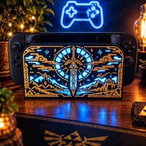 Nintendo Switch 2 RGB LED Dock Cover Zelda Hyrule – Gaming Light Decor – Gamer Setup Accessory