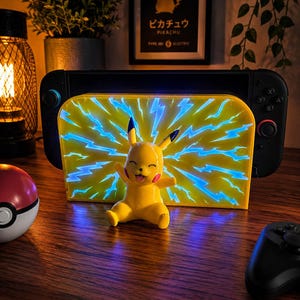 Nintendo Switch 2 RGB LED Dock Cover Pokémon Pikachu – Gaming Light Decor – Gamer Setup Accessory