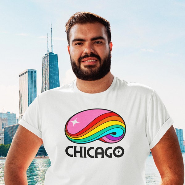 Rainbow Chicago Bean Tee | Chicago City Shirt | Windy City Pride Unisex Tee | Cloud Gate Illustration | Chicago Souvenir Gift