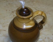 Vintage Dekrech Originals Oil Base Handled Pine Tree Jug With Original Wick - Shades of Brown  Blue Undertones - Never Used
