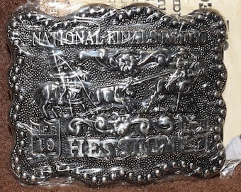 Vintage 1987 National Finals Rodeo/NFR/Hesston Belt Buckle - Vintage 1987 - Two Man Calf Roping / In Original Shrink Wrap With Paperwork