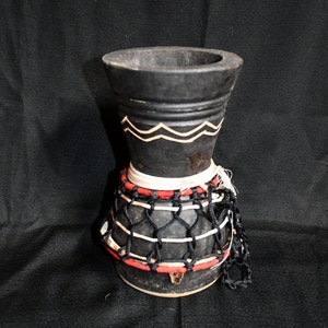 Vintage Authentic Goblet Rope Tuned  DJEMBE Wood Drum - Handmade / Handcrafted In Ghana Carved DJEMBE - Drum Skin Missing