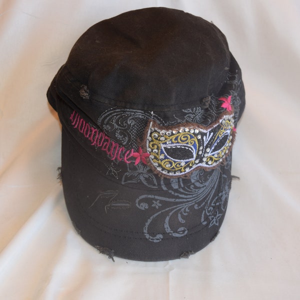 Moondance w/Mardi Gras Mask-Blingy/Stylish/L. O. G. A. (Leaders of Generation Apparel) Brand  Unisex Baseball Style  Hat - One Size Fits All