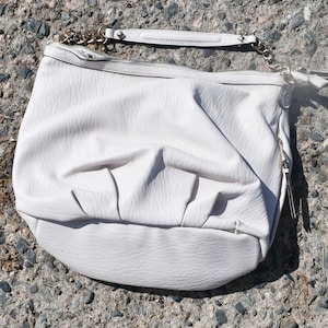 Jessica Simpson  Off White Colored Shoulder Bar/Purse With Leopard Print Lining - 14" Across x 12" Deep - 7" Shoulder Strap -  Never Used