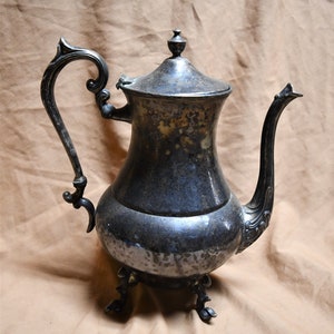 Vintage Sheridan Silver Plate On Copper Insulated Tea / Coffee  Pot 10" With Hinged Lid - 1950's?