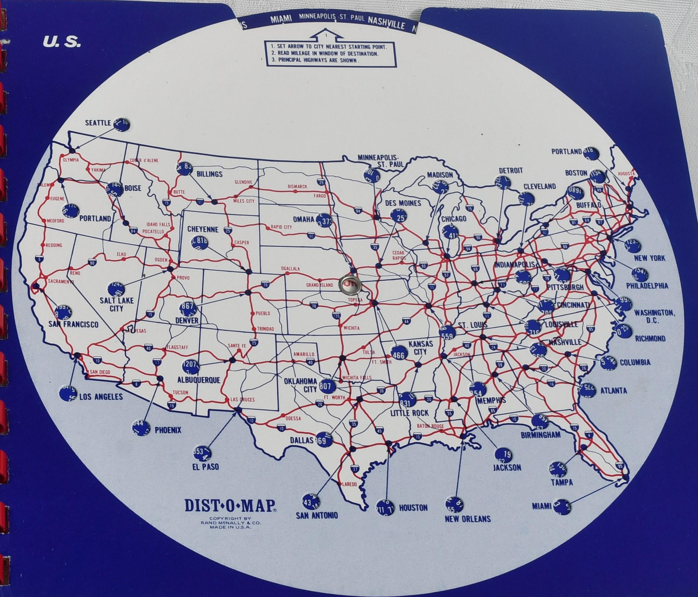 Vintage 1980's Dist-o-map by Rand Mcnally - Hard Cover - the