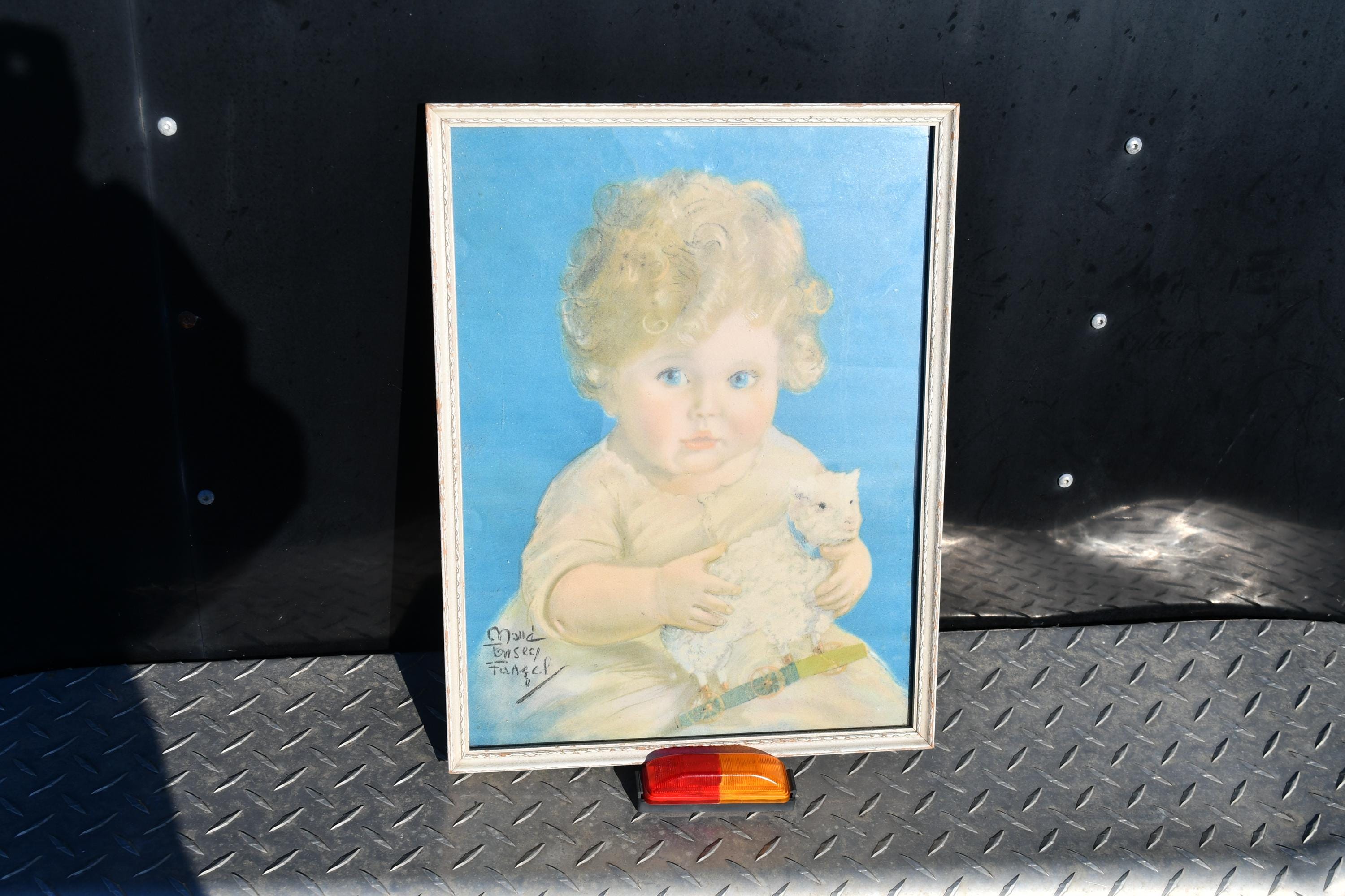 Vintage Maud Tousey Fangel Litho (?) Print-two Wee Lambs/child