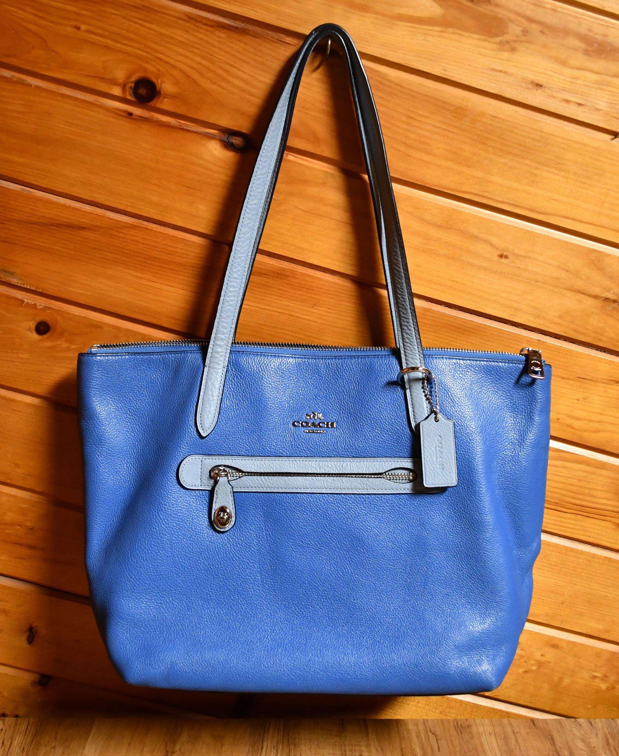 Coach Blue Taylor Pebble Leather Tote / Purse / Bag No. M1681
