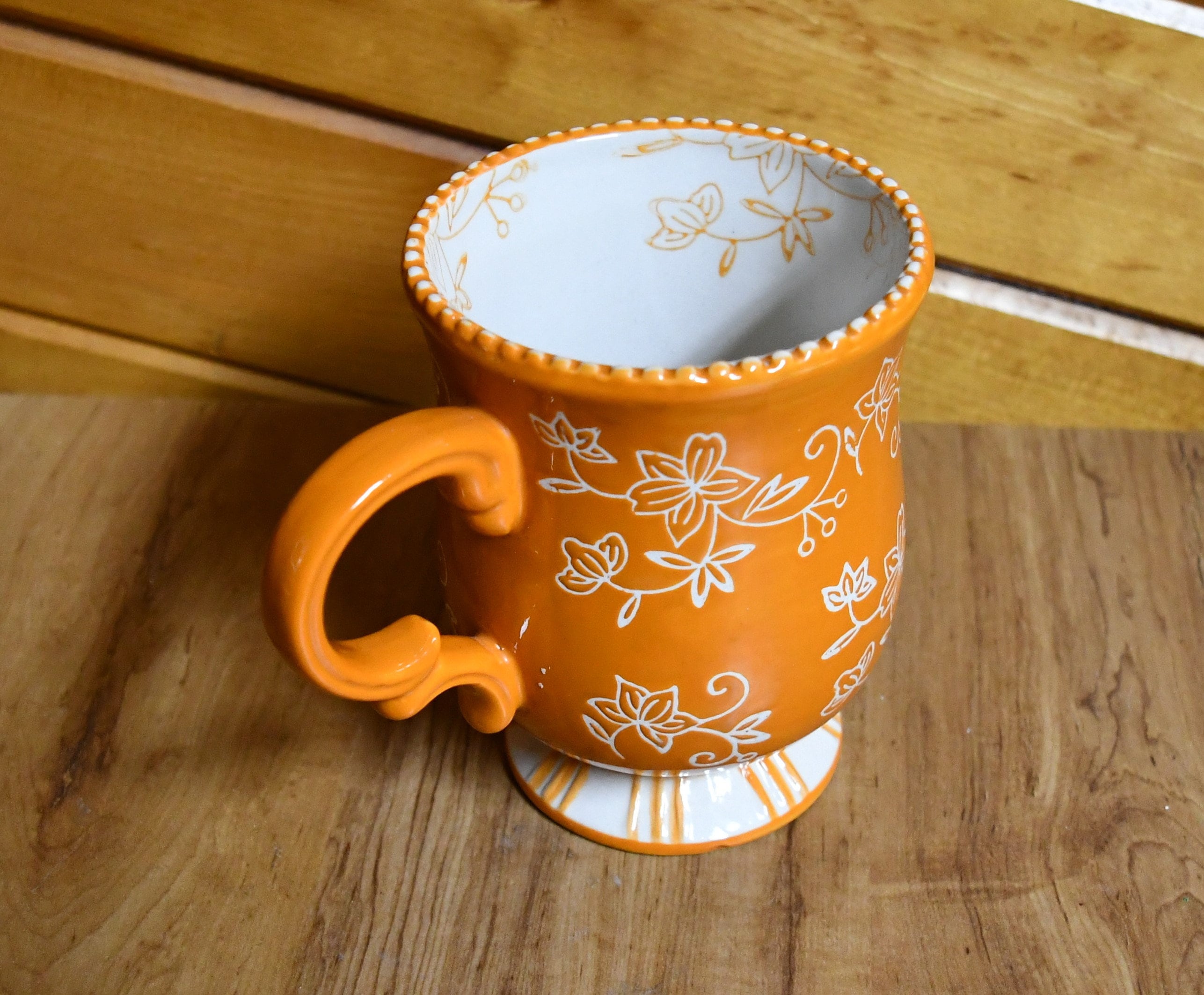Vintage Temp-tations by Tora Floral Lace Orange Color-12 Ounce Ceramic ...