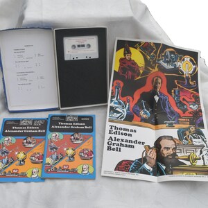 Programa de lectura interactiva de Pendulum Press, edición vintage de 1979, de Thomas Edison y Alexander Graham Bell, de la colección Now Age Books, con casete, póster y libro de actividades.