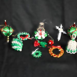 Lot Of 12  Vintage Handmade  Beaded Sequined Christmas Ornaments