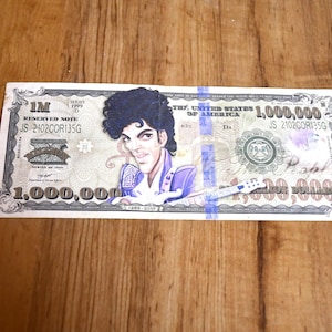 Vintage 1999 Prince Million Dollar Bill -  Funny Money/Fake US Currency Bills - Double Sided