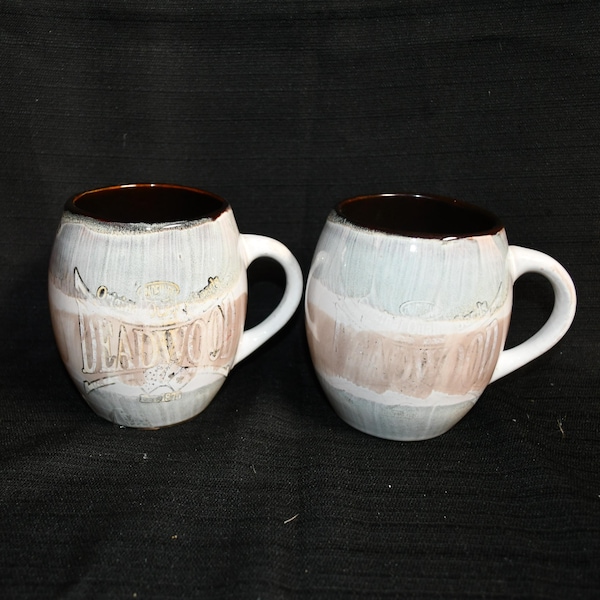 Pair Of Deadwood South Dakota Potterty Handled Mugs / Cups