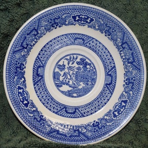 Royal China Willow Ware 6&quot; Saucer / Blue & White / Oriental Temple Scene - 2 Available
