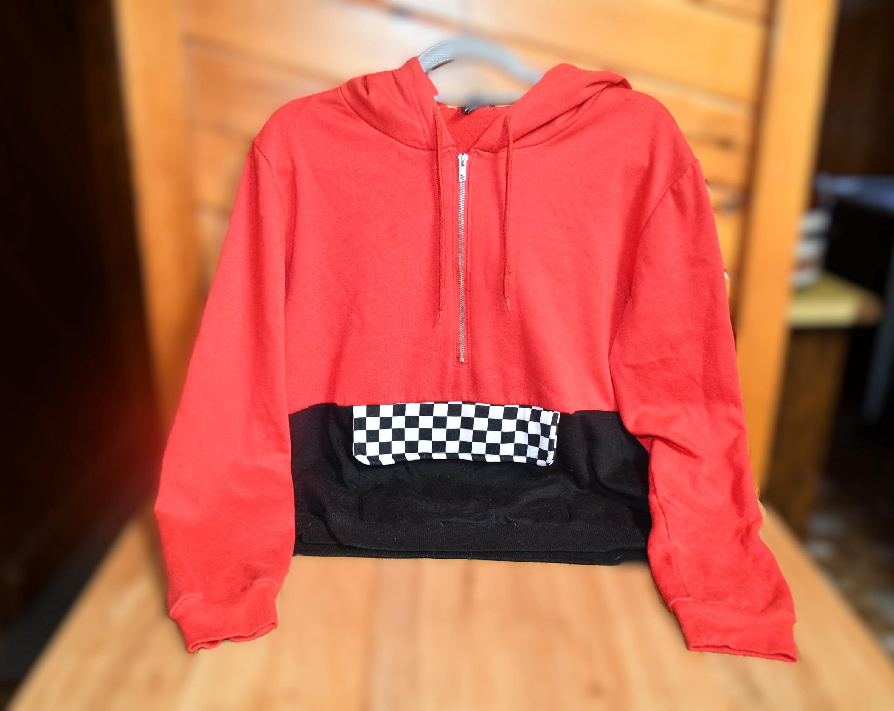 Rue 21 Red/black/white Size Medium Fleece Hoodie 3/4 Zipper-racing 