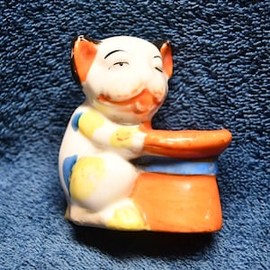 Vintage Hand Painted  Ceramic Bonzo the Dog Figurine - Tooth Pick Holder - Comic Strip Character / Marked Japan on Bottom