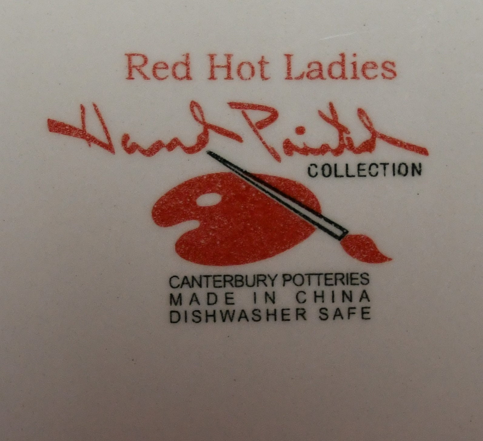 Vintage Canterbury Potteries Red Hot Ladies Canterbury Hand 