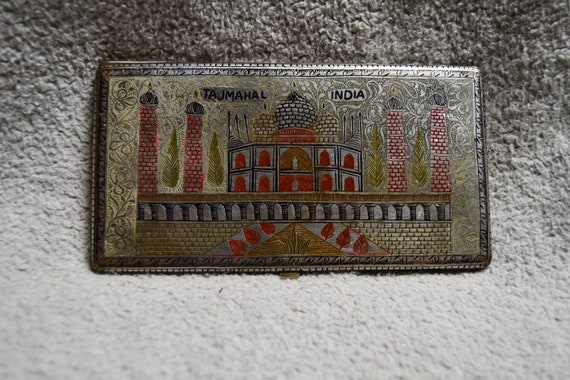 vintage cigarette case india 1930's Case. Vintage Map of India Cigarette Vintage Cigarette Case Painted/hand Engraved