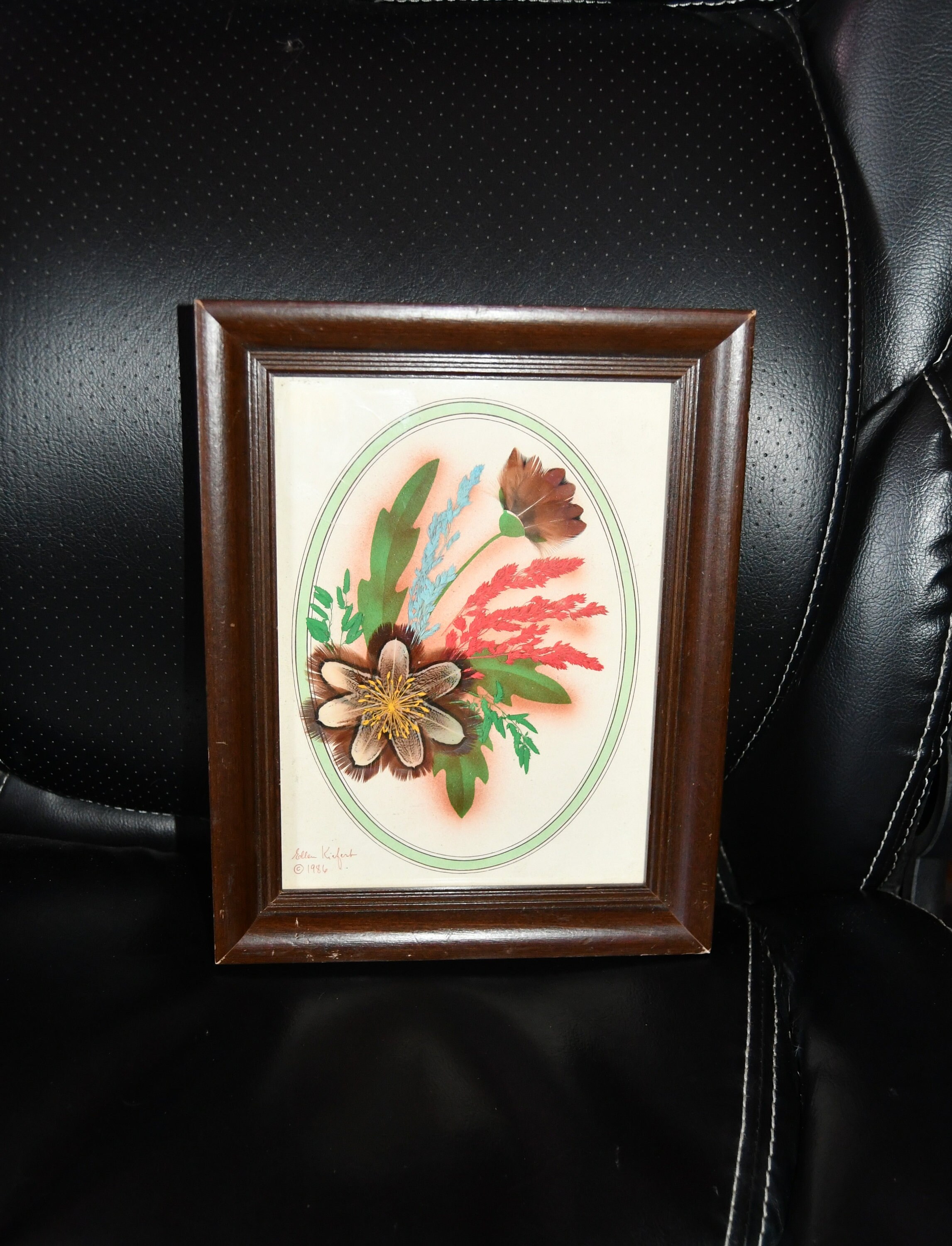 Vintage Prairie Pictures Pressed Real Feathers and Flowers (june