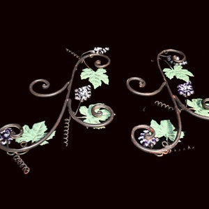 Vintage Pair Of Metal Grape Vines / Leaves / Branches -  Rustic Wall Art