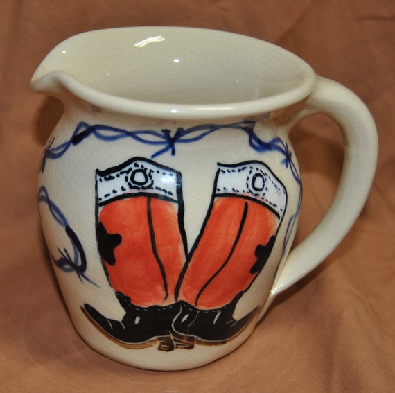 カウボーイ 陶器像 Vintage Cow Creek Pottery Hand Made / Hand Painted - Signed