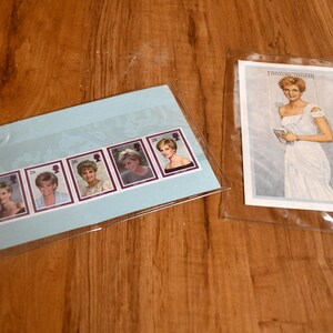 princess diana white chiffon evening dress stamp Vintage 97" Princess Diana Stamps Like new