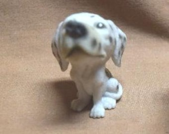 Dog Figurines / 1 Dalmatian & 1 Golden Retriever - Hard Plastic / Resin - Super Cute Large Heads