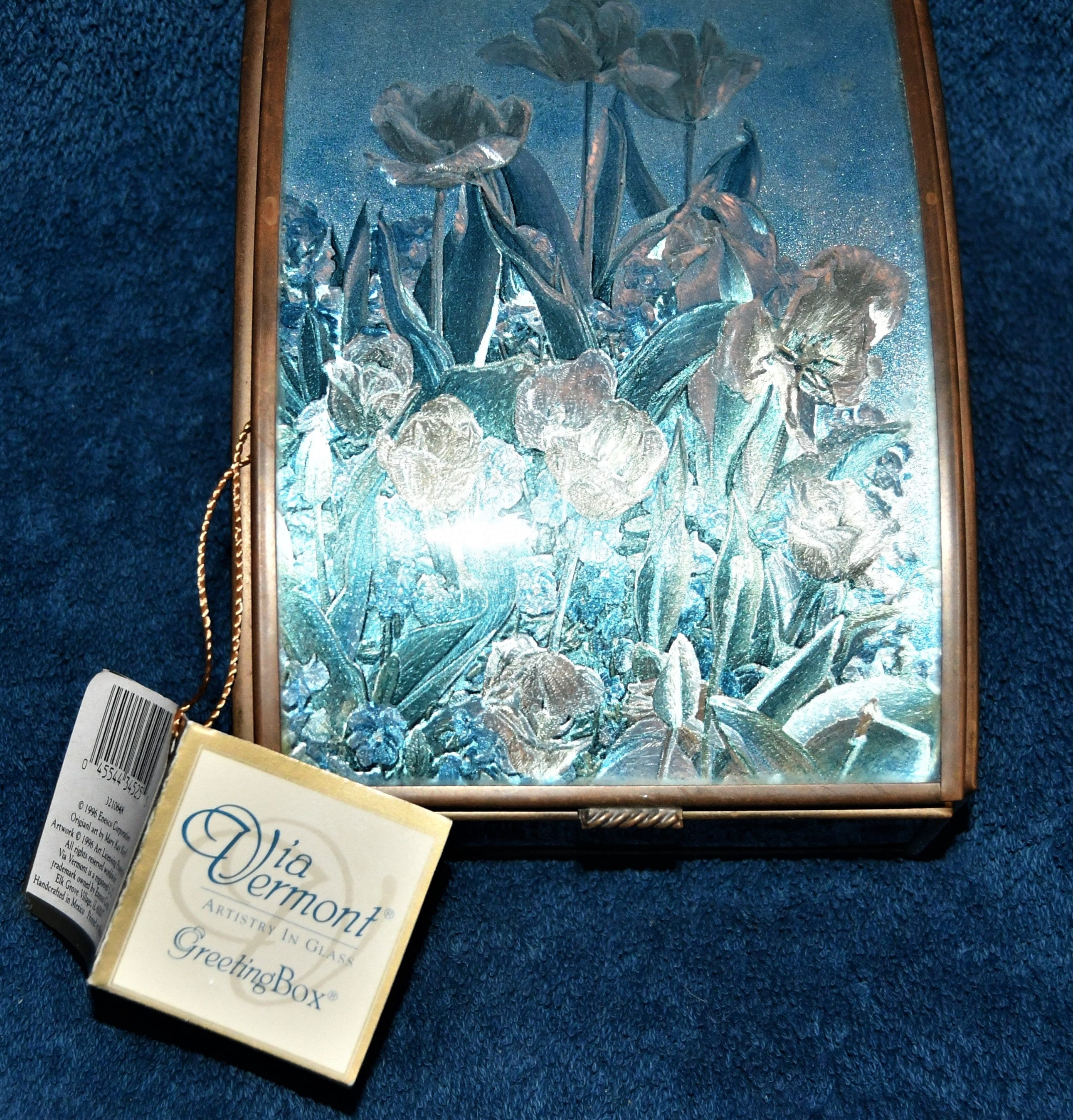 VTG 1996 via Vermont Artistry in Glass Hinged Greeting Box/enesco