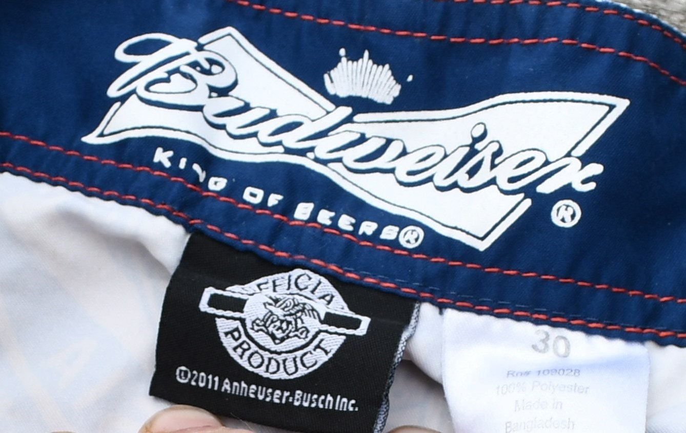 Budweiser Men's Size 30 Red / White / Blue Logo Unlined Elastic