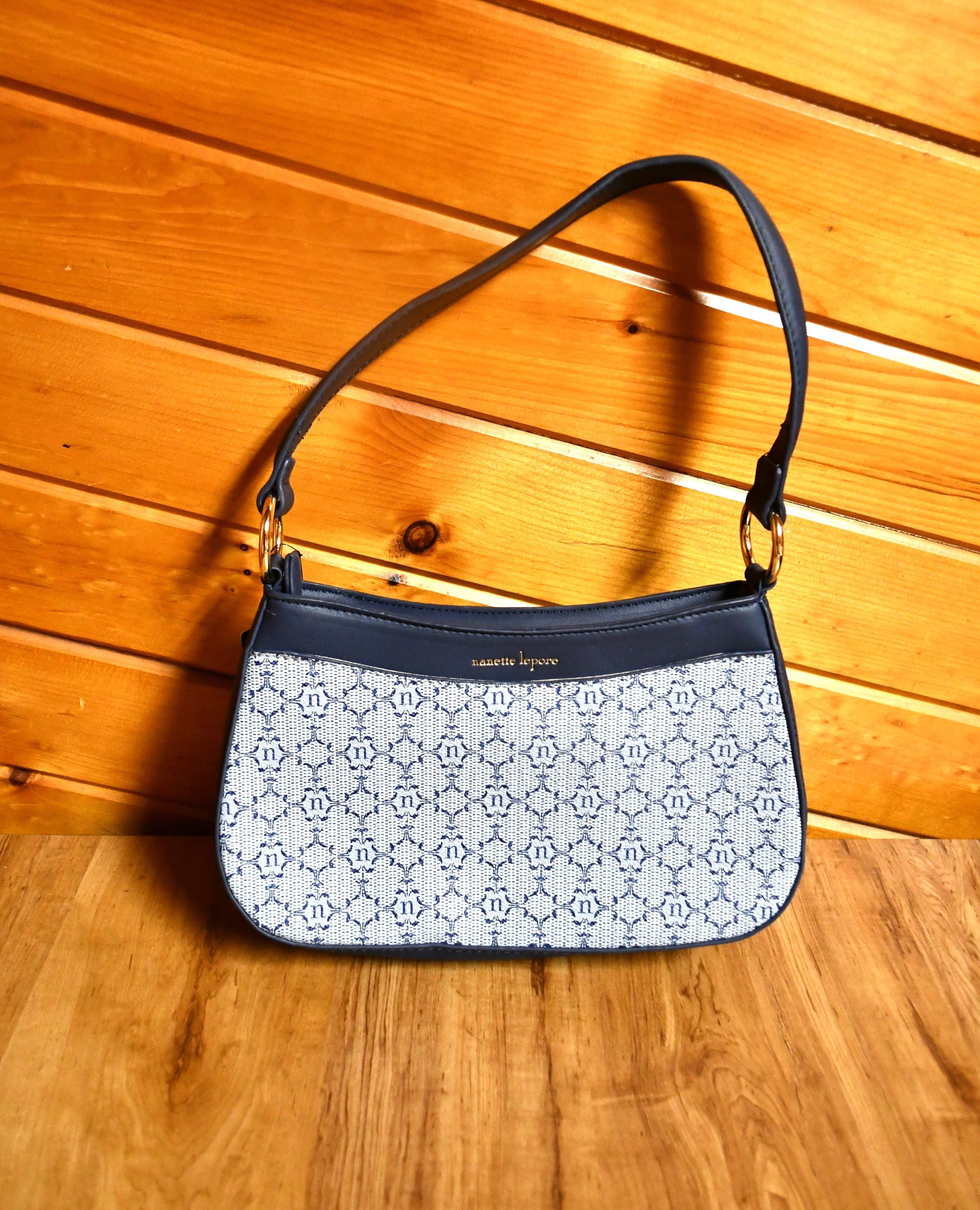 Nanette Lepore Vegan Leather Navy Blue Purse Shoulder Bag  Handpainted Nikki from obsession Nanette lepore bag main image 0