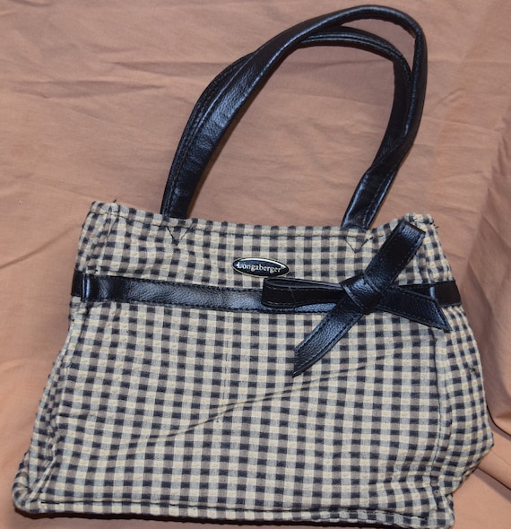 Vintage Longaberger Black dark Brown Tan Khaki Plaid Tote Purse Hand Bag Etsy UK