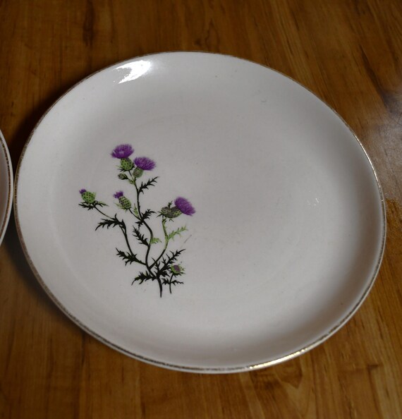 Pair of Vintage French Saxon China Saucers - Union Made USA 22 KT