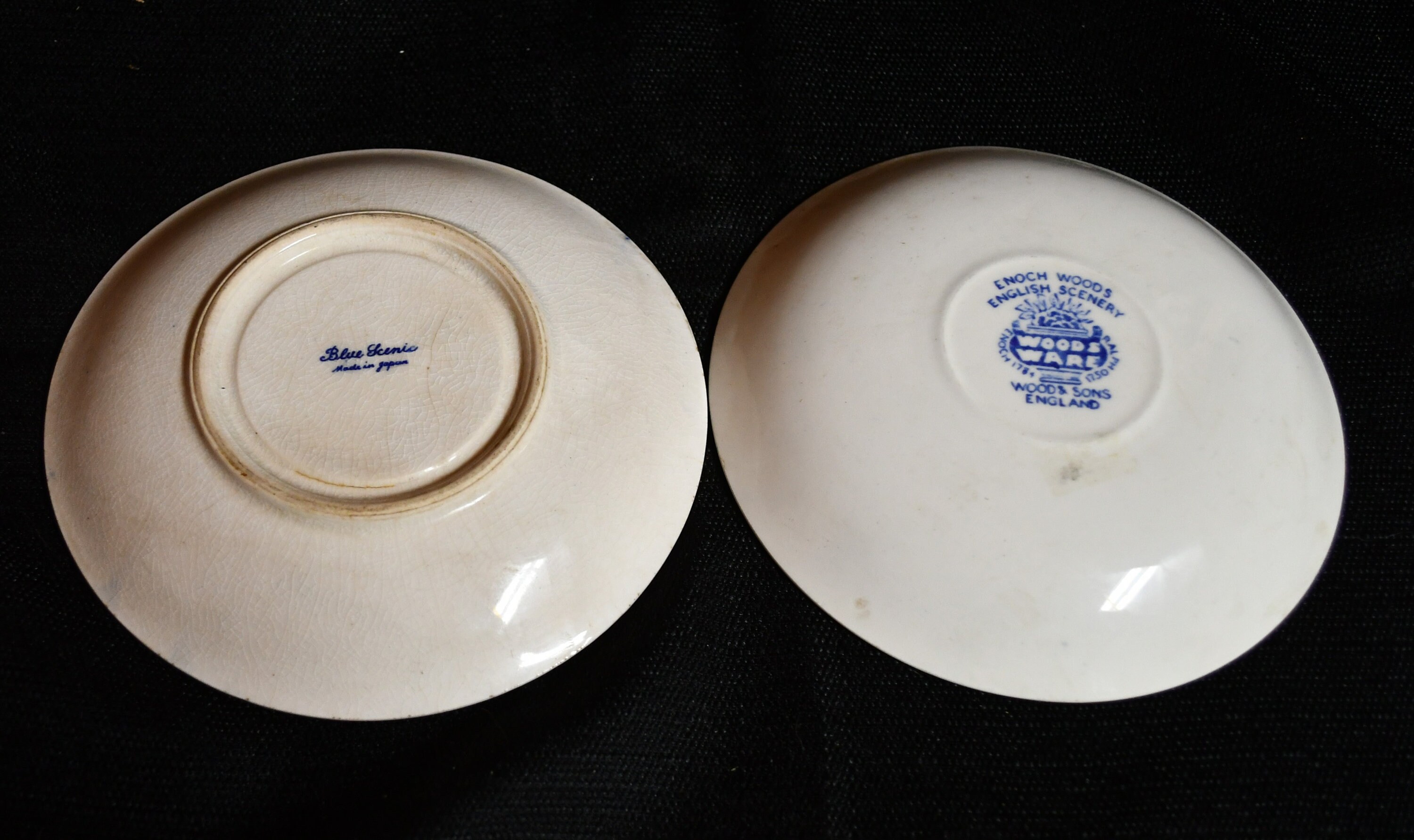 Vintage Lot of 2 Five and A Half Inch Blue and White Tea Cup