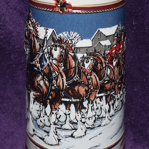 Anheuser Busch Budweiser Vintage Holiday Stein Vintage 1989