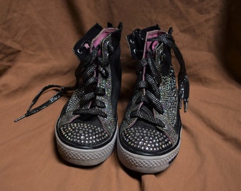 Sketchers Twinkle Toes Light Up Blingy High Top Girl Sneakers - Size 2.5