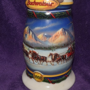 Anheuser Busch Budweiser Vintage Holiday Stein Vintage 2000 - Holiday In The Mountains - CS416