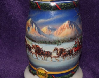 Anheuser Busch Budweiser Vintage Holiday Stein Vintage 2000 - Holiday In The Mountains - CS416
