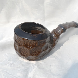Vintage Inarco glasierte Keramik pfeifenförmige Pflanzgefäß / Kunstkeramikstück - Maße: 11 cm hoch x 22 cm lang x 10 cm breit