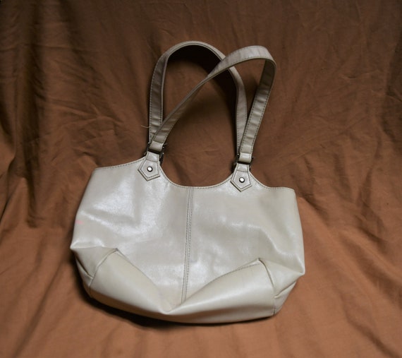 St. Johns Bay off White Purse / Leather Small Pink Stain 