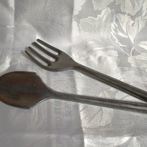 Vintage Crabtree & Evelyn Solid Aluminum / Pewter - Set Of Two 10.5" Tong Servers