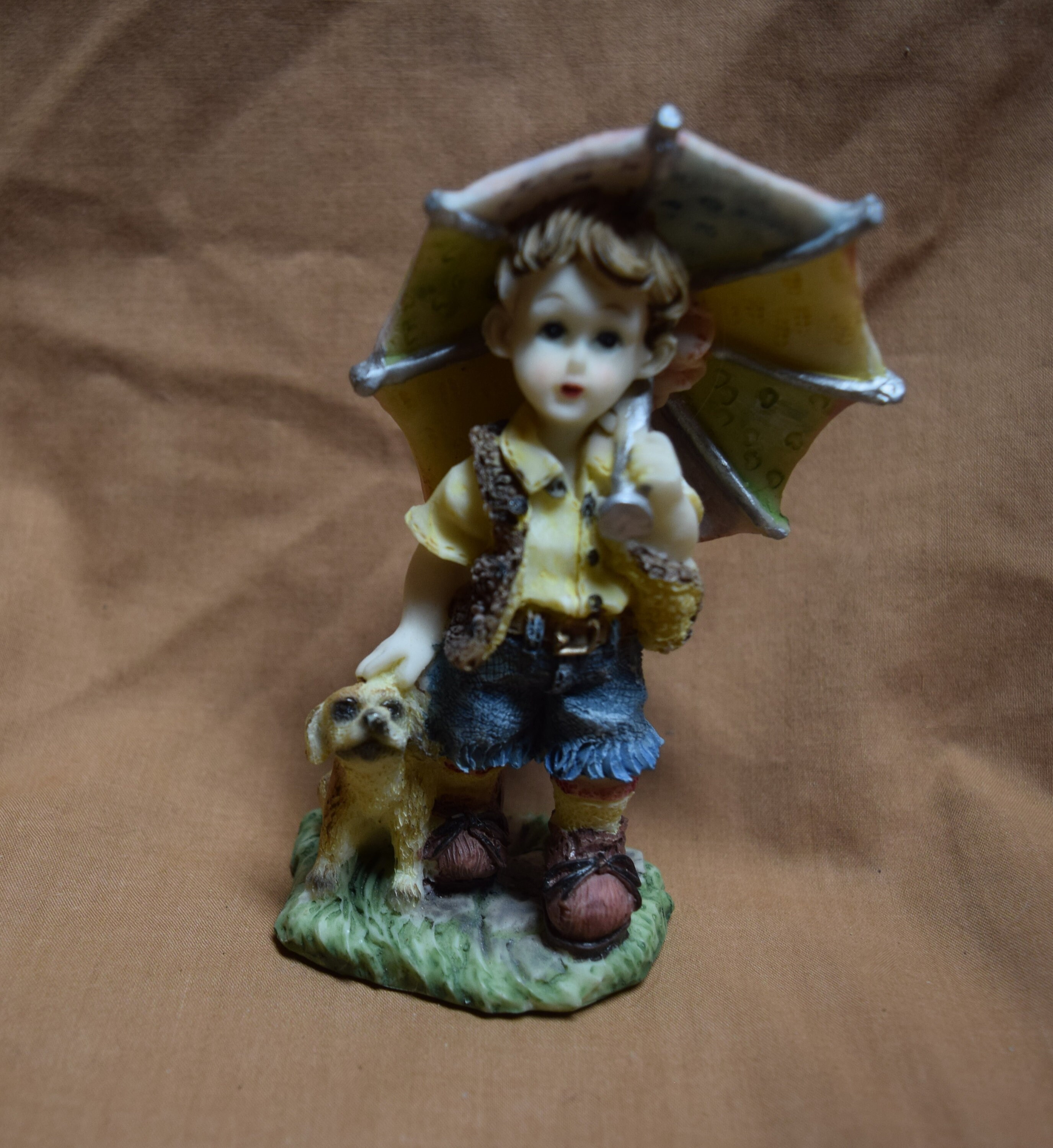 Vintage Capodimonte by Aldo Berni, Boy with Umbrella, Lamb
