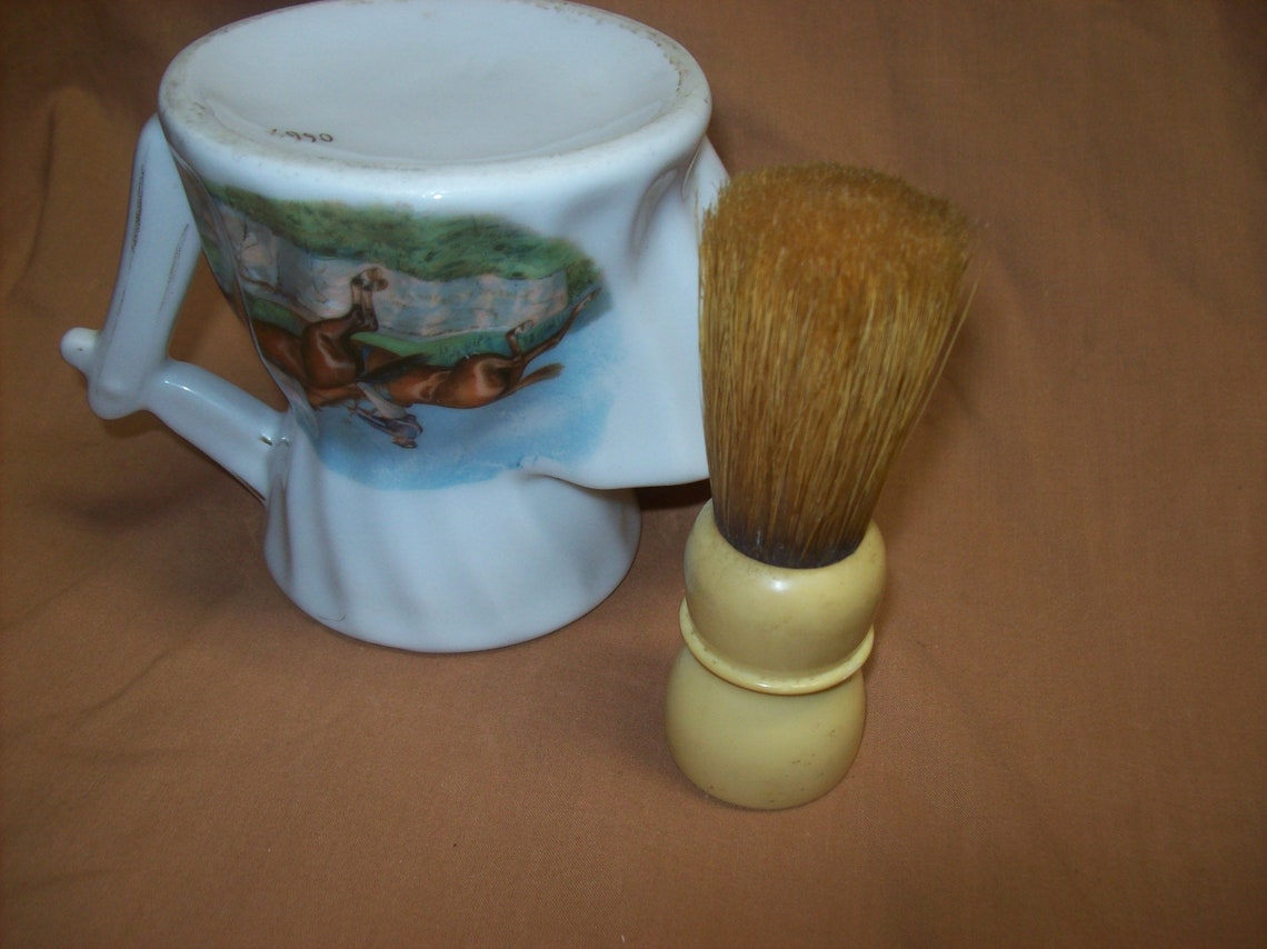 Antique Victorian Shaving Mug Scuttle Hunting Scene / Two Etsy