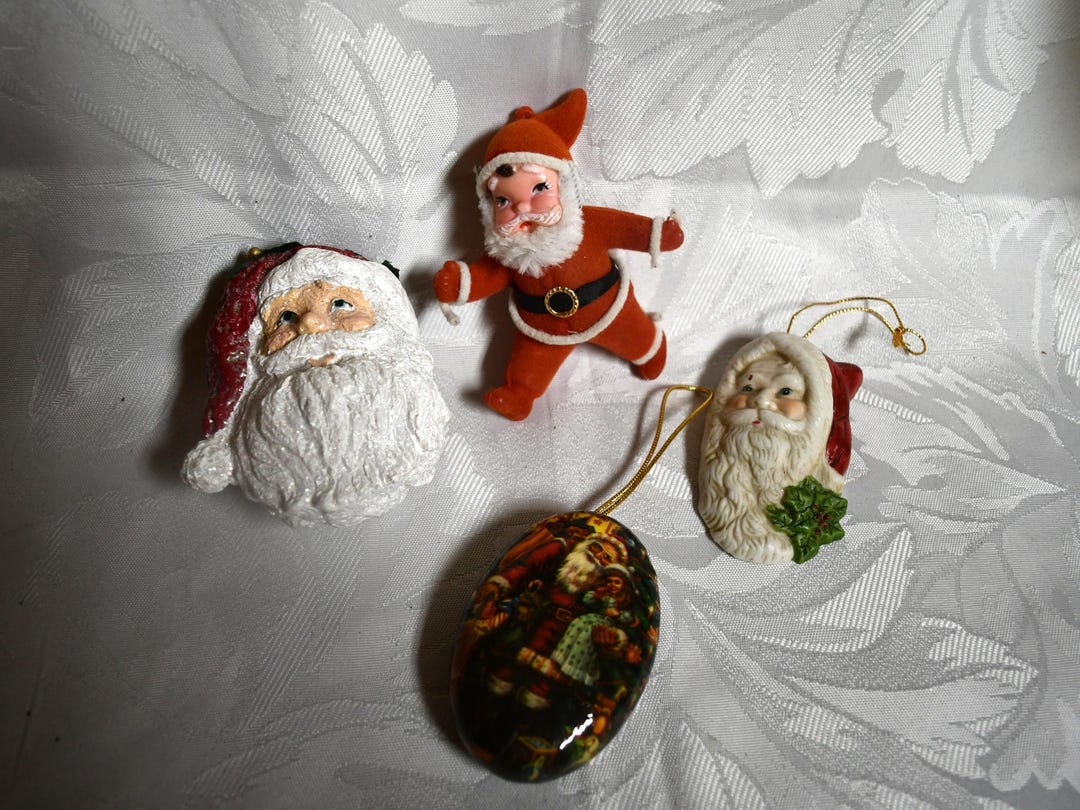 ヴィンテージのサンタクロース クリスマスツリー オーナメント 4 個