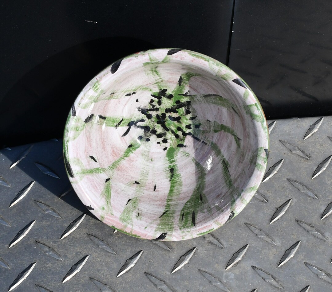 Splatter Pattern Pottery Studio Art Pottery Bowl - Drip / Splatter Glaze Redware (?) - Measures ...
